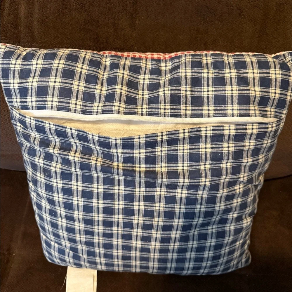 Nautical Red and Blue Sailboat Decorative Pillow